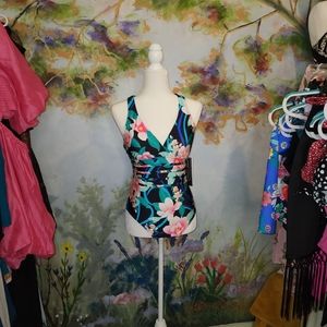 LABlanca Hawaiian Style Floral Crossback One Piece